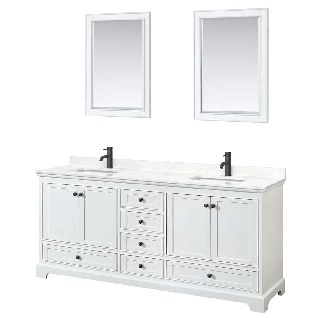 Deborah 80-inch Double Vanity, Quartz Top, 24-inch Mirrors