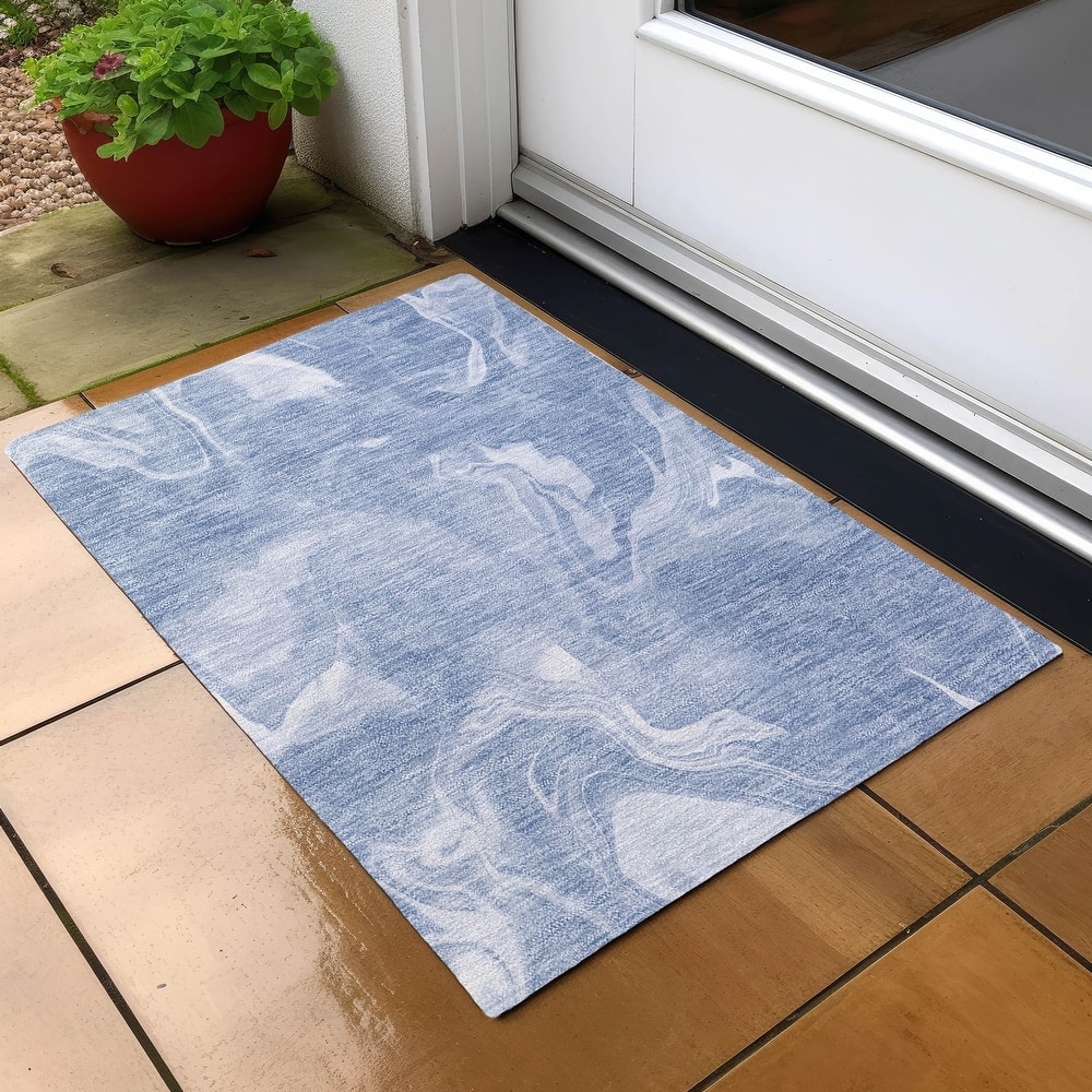 Machine Washable Indoor/ Outdoor Chantille Abstract Motion Rug