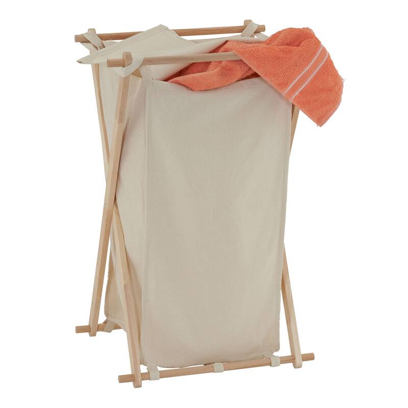 Household Essentials X-Frame Folding Wood Laundry Hamper - 17.0"L x 19.0"W x 30.0"H