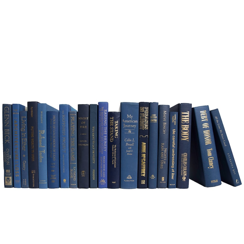Books Blue Decorative Accessories: Denim & Gold Color By The Foot