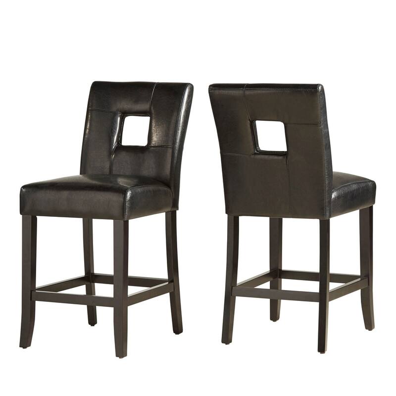 Mendoza Keyhole Counter Height Back Stool (Set of 2) by iNSPIRE Q Bold - Black-Leather