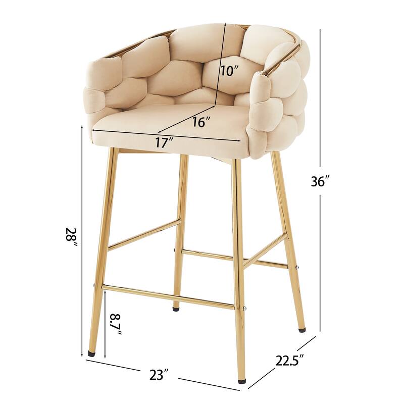 Christopher Knight Home - Harper Modern Velvet 28-Inch Counter Stools with Gold Brass Frame (Set of 2)