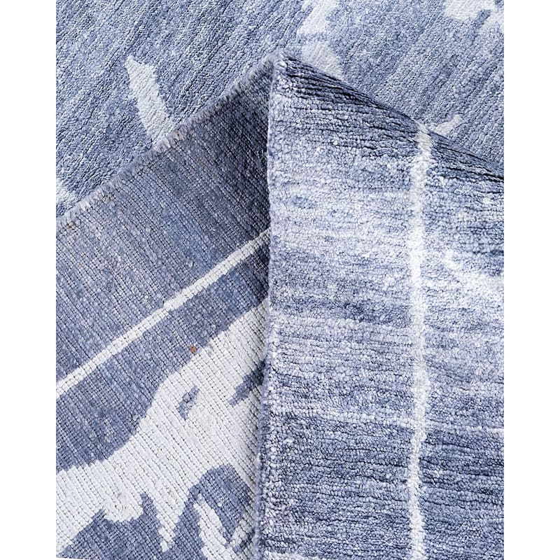 Modern One-of-a-Kind Hand-Knotted Area Rug, Blue - 9' 2" x 12' 3"