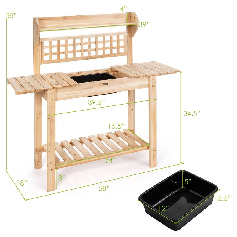 Costway Garden Potting Bench Workstation Table w/Sliding Tabletop Sink - See Details
