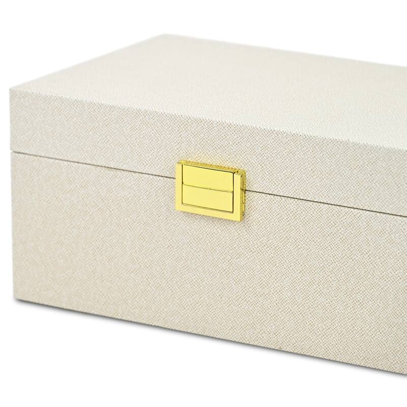 Araminta Set of 2 Rectangular Decorative Storage Boxes - Cream - N/A