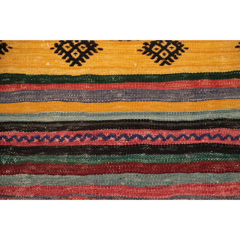 Hand Woven Oriental 100% Wool Carpet Southwestern Tribal Multi-Colored Kilim Area Rug - 10' 8'' X 4' 11''