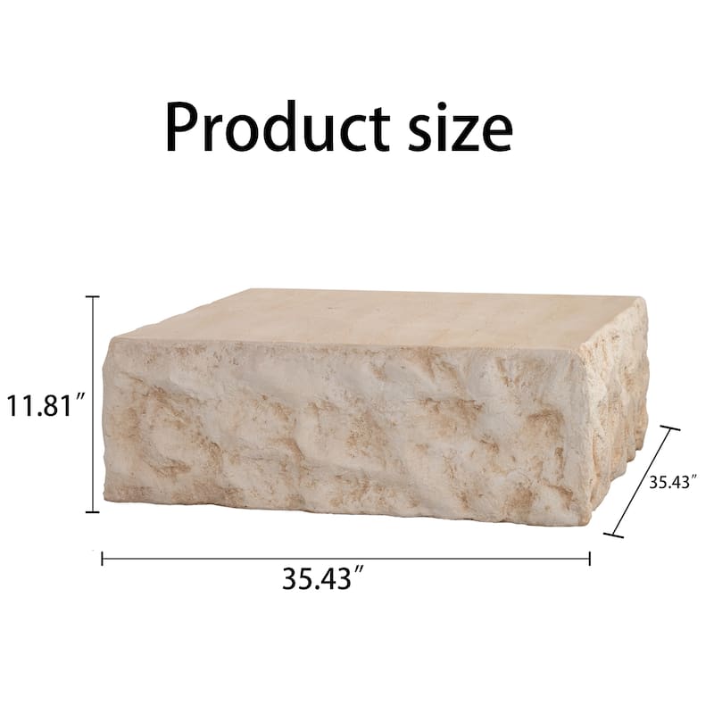 Beige MgO Mid-Century Round Coffee Table - Vintage Faux Stone, Living Room Focal Point