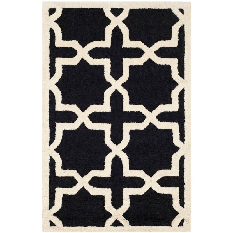 SAFAVIEH Handmade Cambridge Remedios Geometric Wool Rug - 2'6" x 4' - Black/Ivory