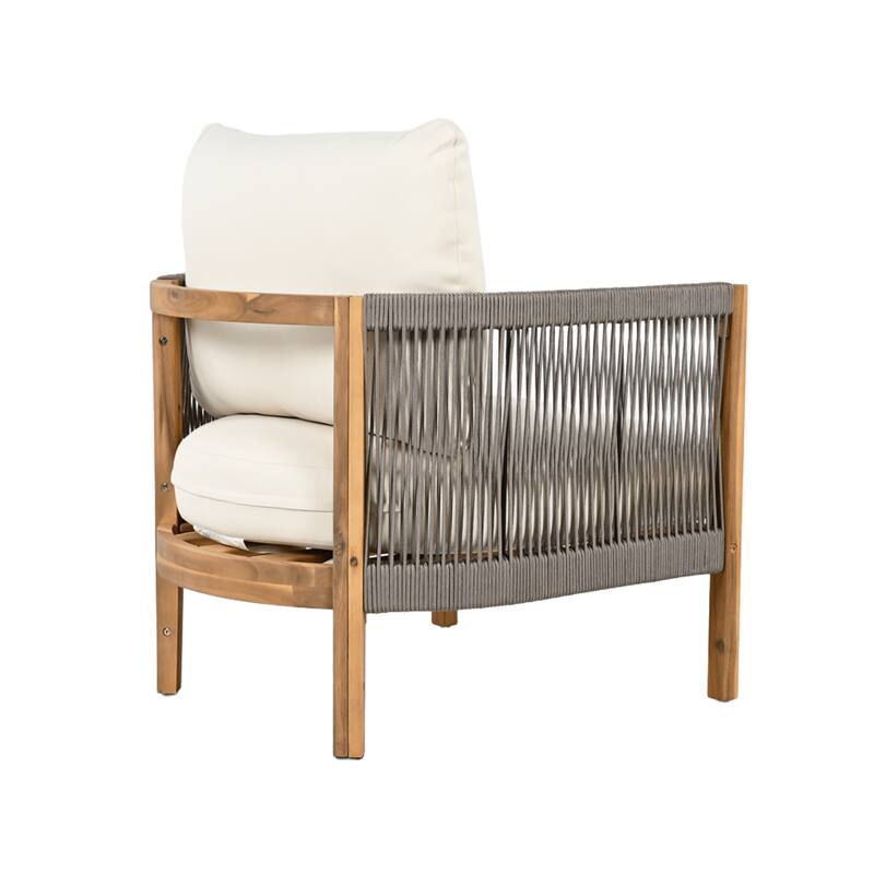 Christopher Knight Home - Valencia Acacia Wood Patio Club Chair with Woven Rope Accents