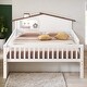preview thumbnail 1 of 22, Twin Size Wood Platform Bed with House-Shaped Headboard, LED Light & Built-In Storage, for Kids & Teens White
