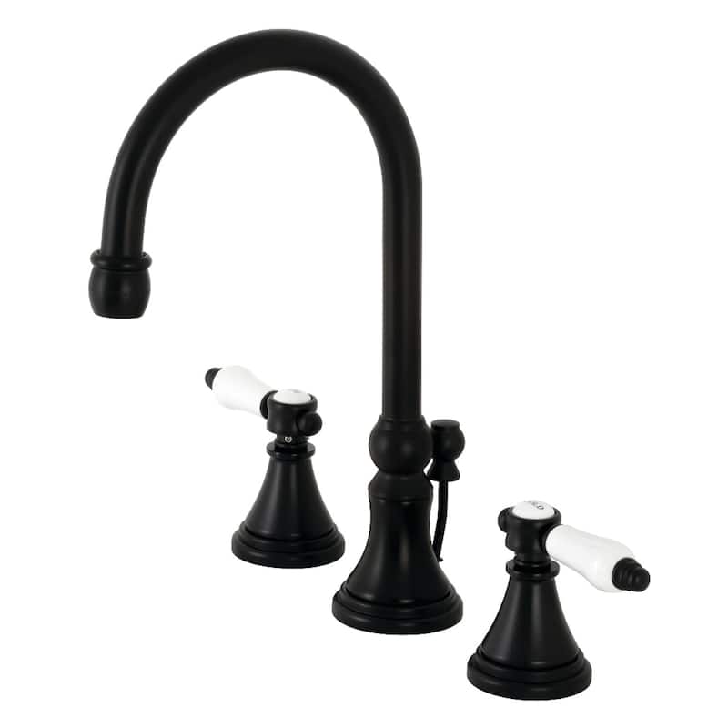 Kingston Brass Bel-Air 1.2 GPM Deck Mounted Widespread Bathroom Faucet - Matte Black