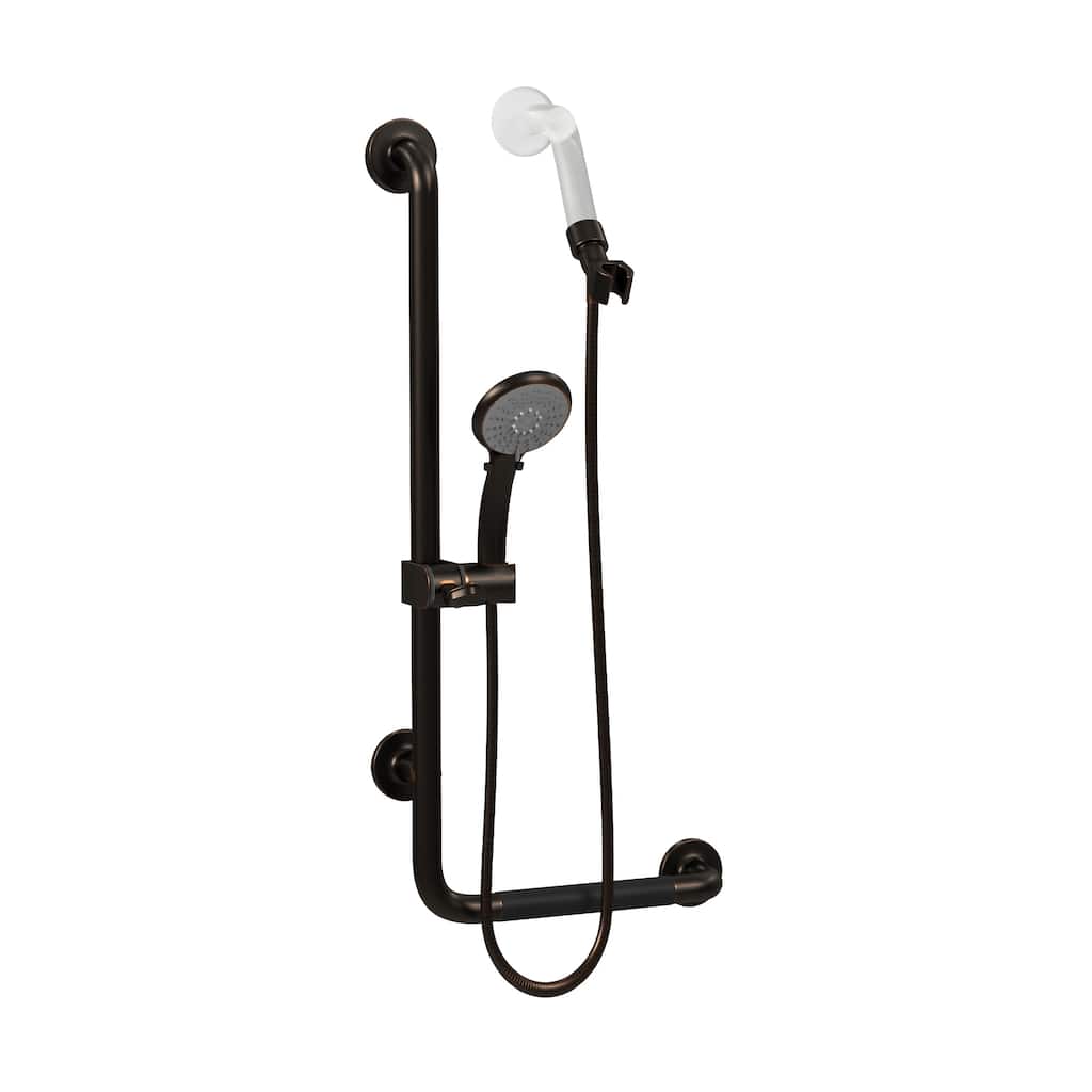 ErgoSlideBar Ergonomic Soft Grip 32mm Diameter ADA Compliant 500 lb Weight Capacity Slide Bar and Handshower Left Matte Black