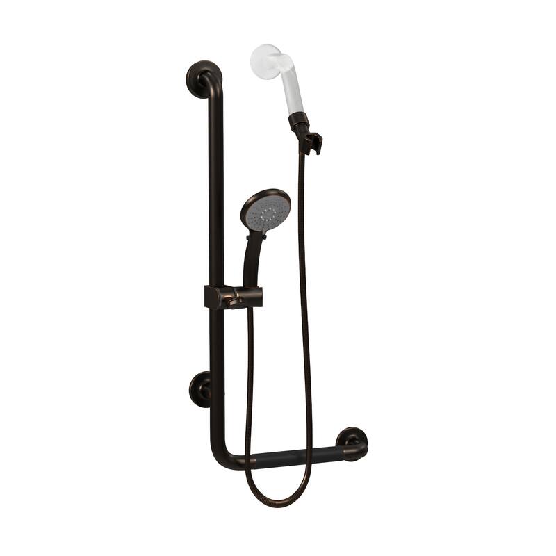 ErgoSlideBar Ergonomic Soft Grip 32mm Diameter ADA Compliant 500 lb Weight Capacity Slide Bar and Handshower Left Matte Black