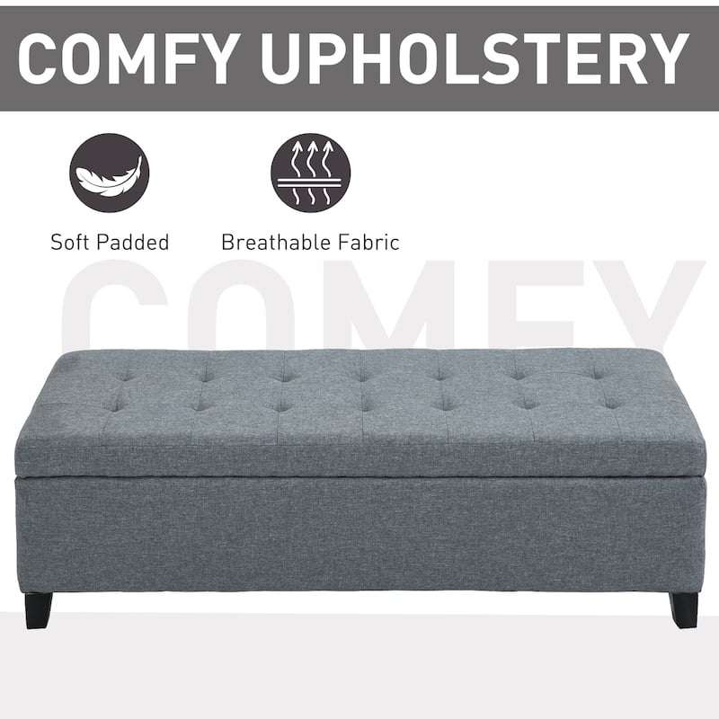 Porch & Den Holmden 51-inch Fabric Tufted Storage Ottoman Bench