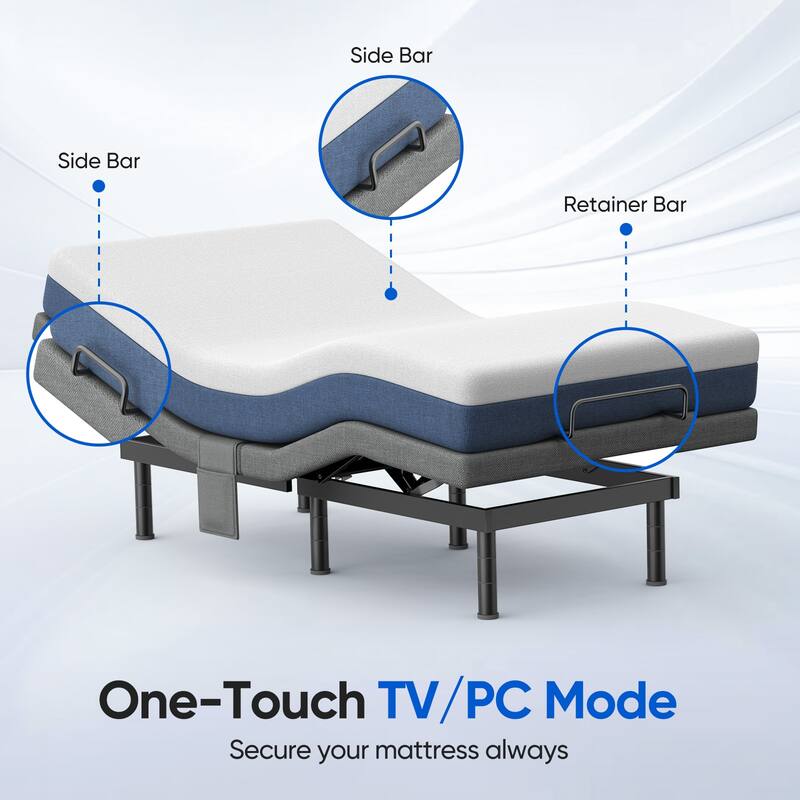 Twin Split King Size Adjustable Bed Base Frame with Massage