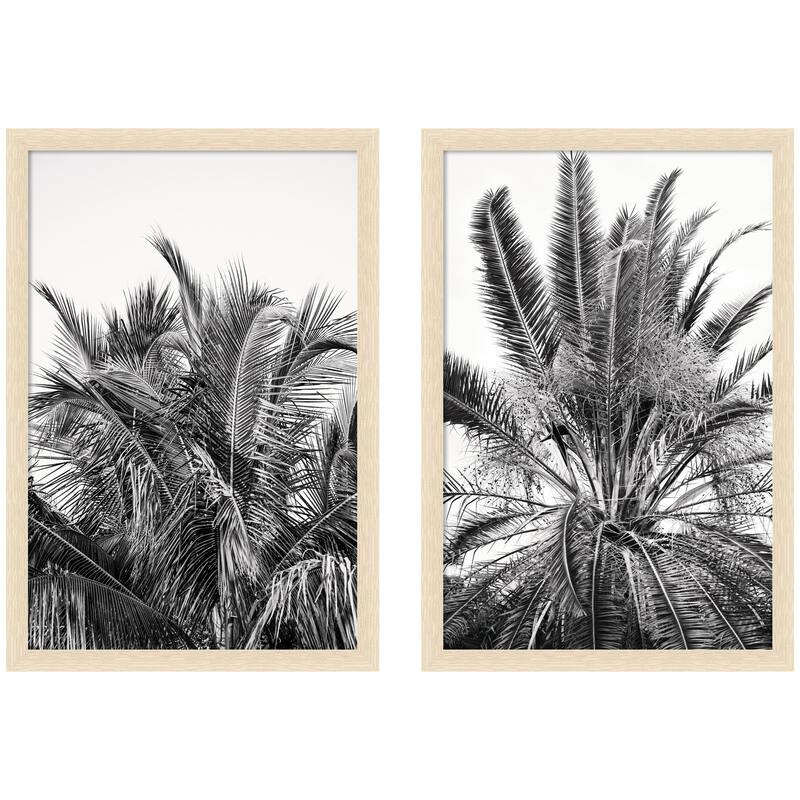 Kate and Laurel Palm No. 13 & 15 2 Piece Framed Wall Art Print Set by Alicia Bock - 2 Piece Set 17x25 - Natural