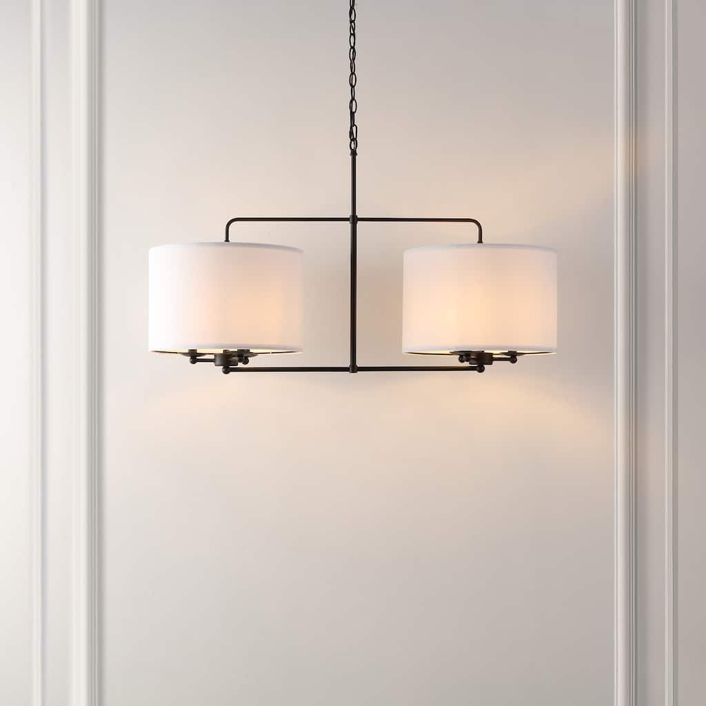 SAFAVIEH Lighting Aracelis 40" Modern & Contemporary Chandelier (6-Bulb) - 40" W x 15" D x 86" H - Black/White