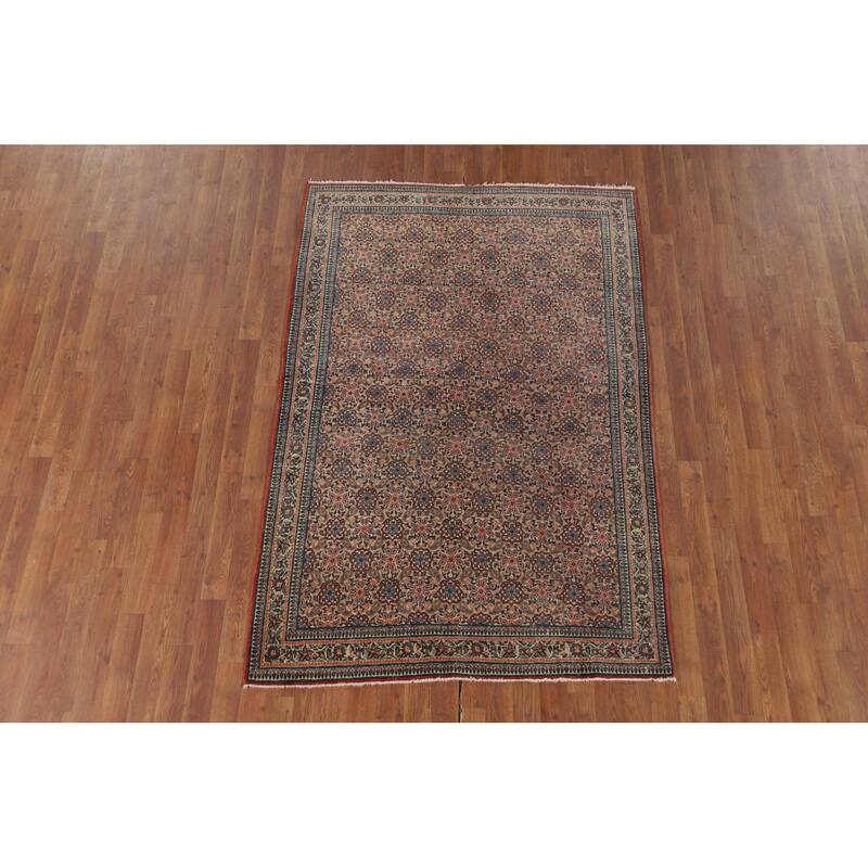 Floral Qum Foyer Rug Handmade Wool Carpet - 4'5" x 6'4"