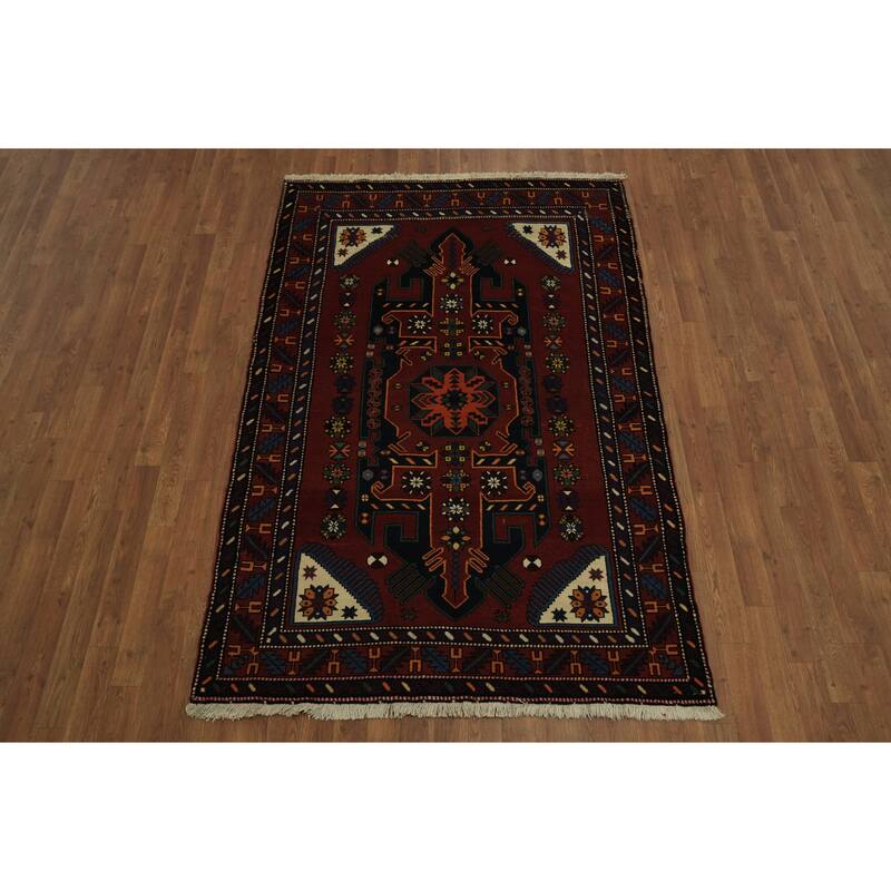 Hand Knotted Oriental 100% Wool Carpet Traditional Medallion Red Kazak Area Rug - 6' 6'' X 4' 4''