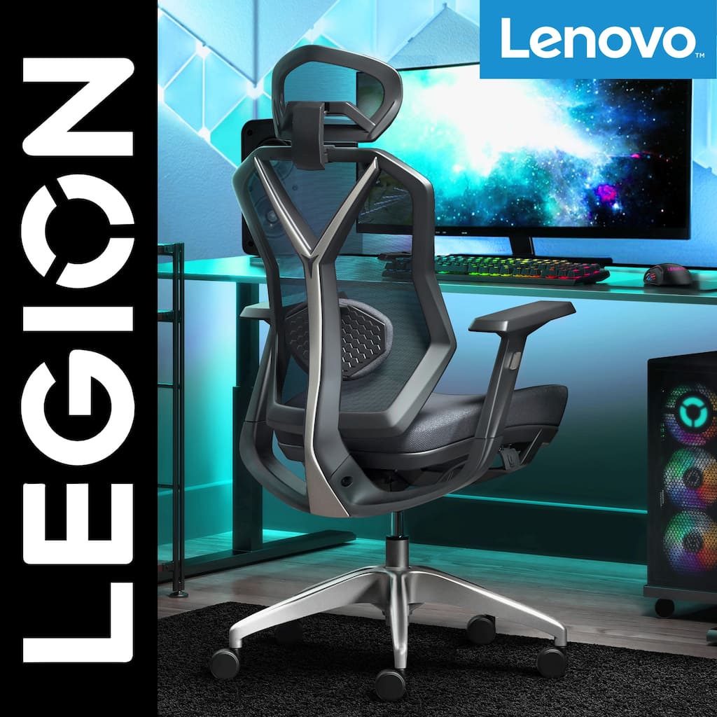 Lenovo Legion Gaming Mesh Office Chair with Adjustable Ergonomic Headrest, Arms and Lumbar