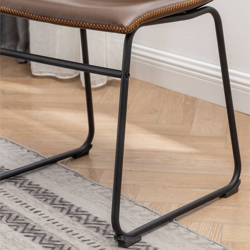 Industrial Style 7-Piece Dining Set with Rectangular Table and 6 Faux Leather Upholstered Dining Chairs
