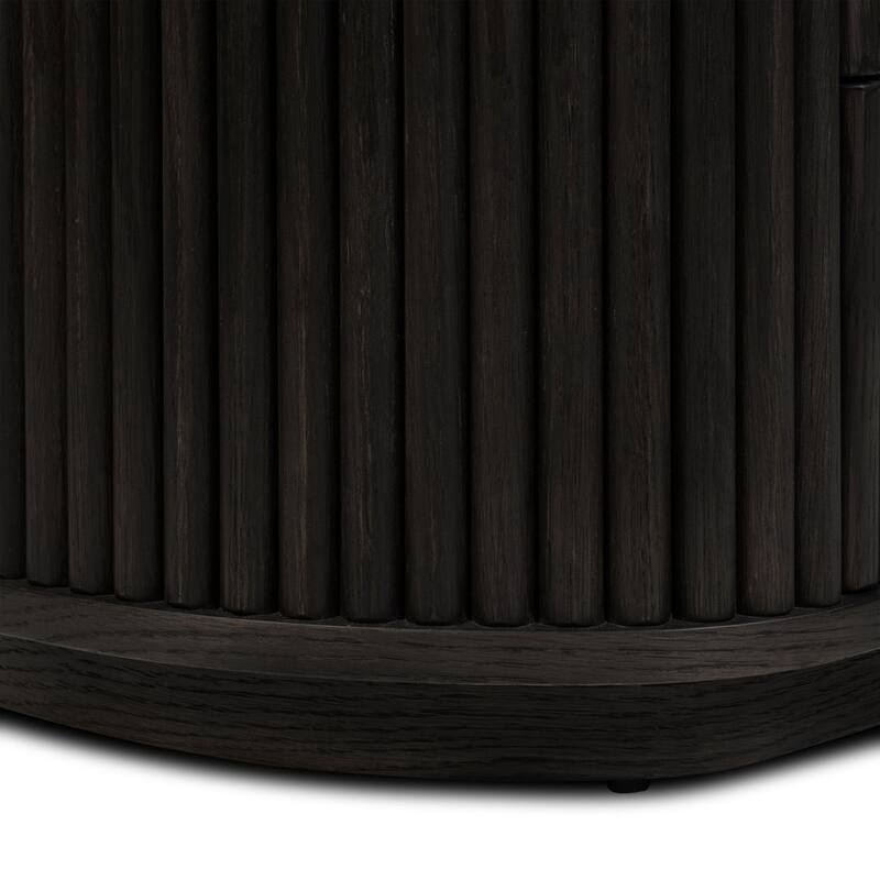 Poly & Bark Noir 3 Drawer Wood Nightstand with Ribbed Design