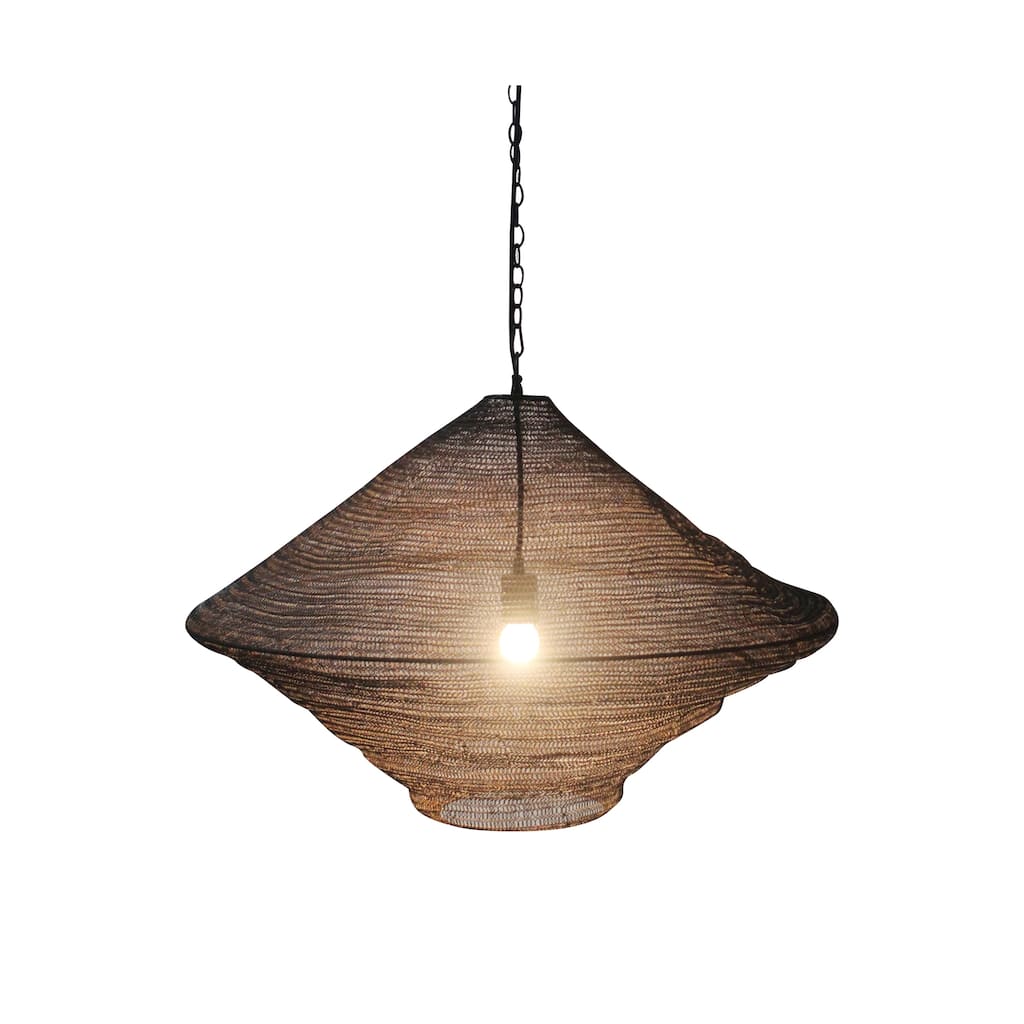 1 Light Satin Black Chain Basket Pendant