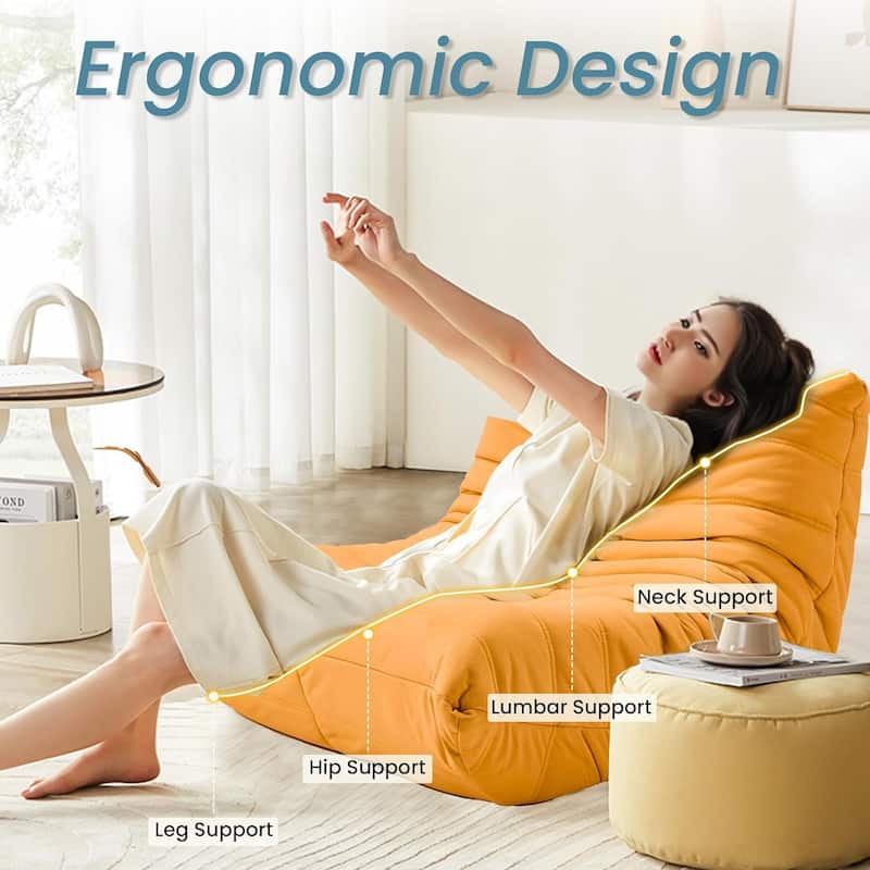 EROMMY Bean Bag Chair Togo Sofa - 28D Memory Foam Floor Chair for Adults & Kids, Lightweight Faux Leather Lounger in 5 Colors