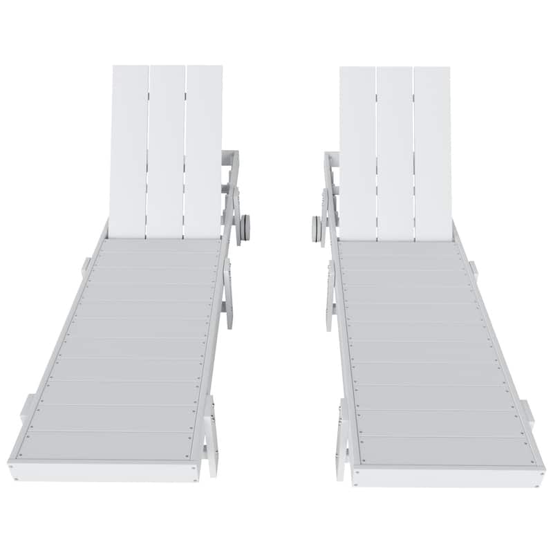 Shoreside Modern Poly Eco-Friendly All Weather Reclining Chaise Lounge With Wheels (Set Of 2)