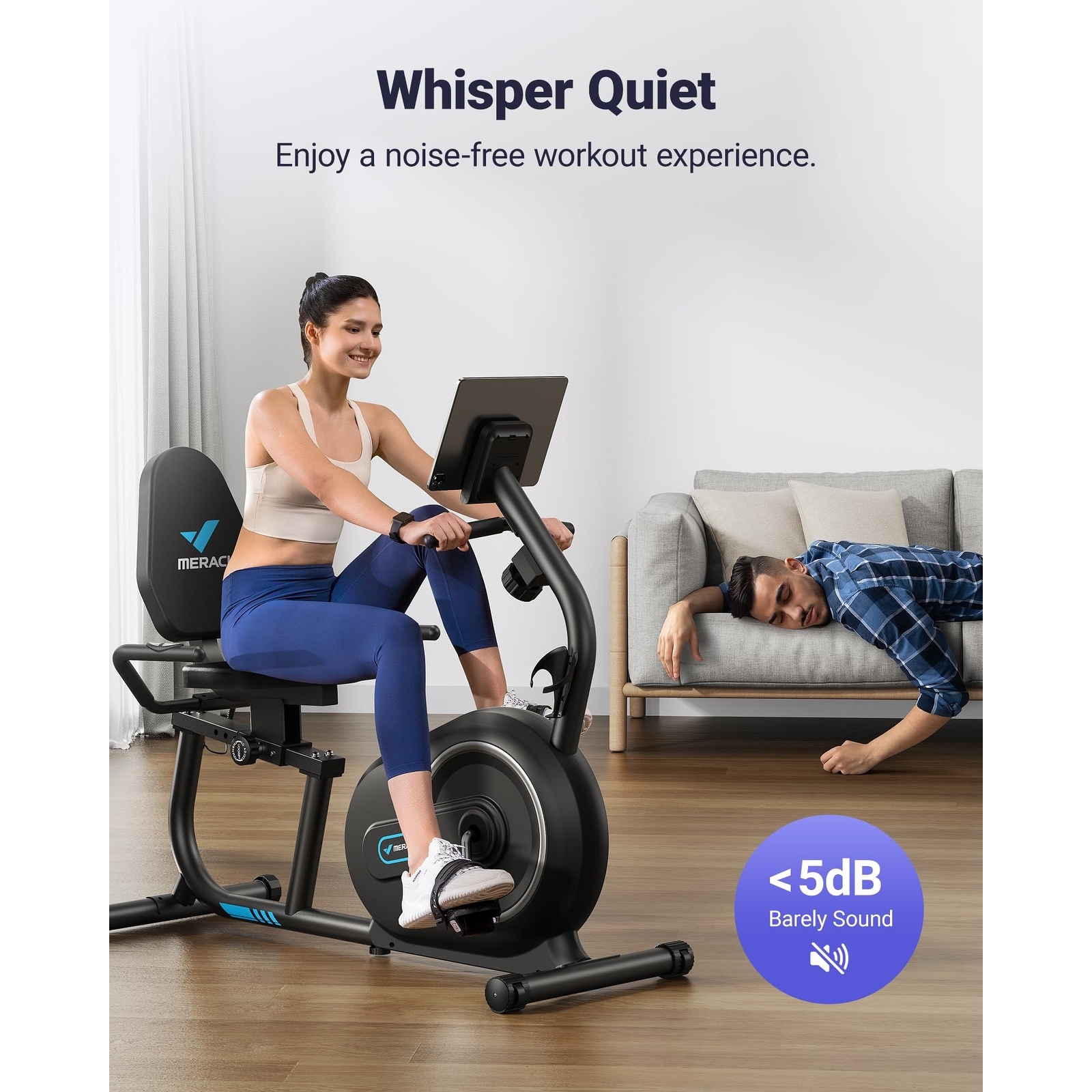 MERACH Recumbent Exercise Bike For Home With Smart Bluetooth And Exclusive App Connectivity LCD Heart Rate Handle Magnetic Recumbent Bikes S08