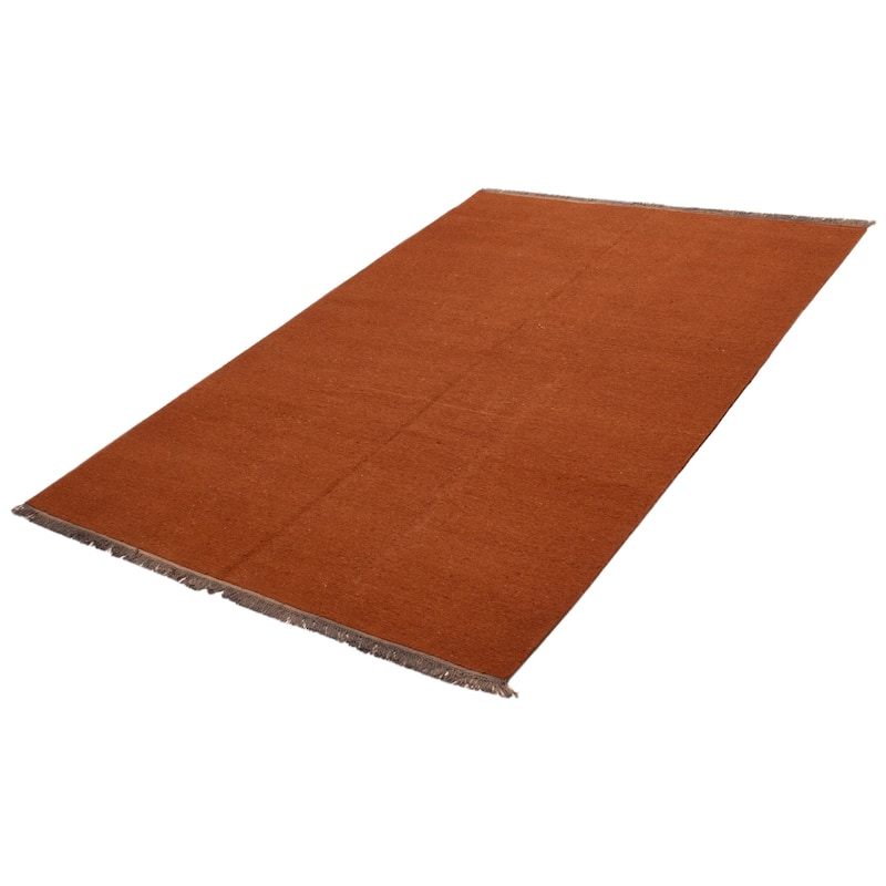 ECARPETGALLERY Flat-Weave Natural Brown Wool Tapestry Kilim - 6'8 x 9'10