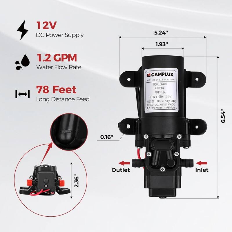 CAMPLUX 1.32 GPM Outdoor Portable Propane Tankless Water Heater with Water Pump Kit