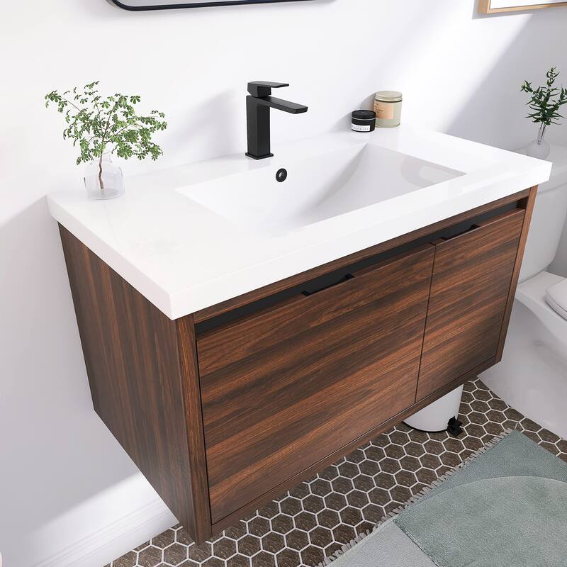 Beingnext 24"/30"/48" Bathroom Vanity with Sink, Floating Bathroom Vanity With Soft Close Door