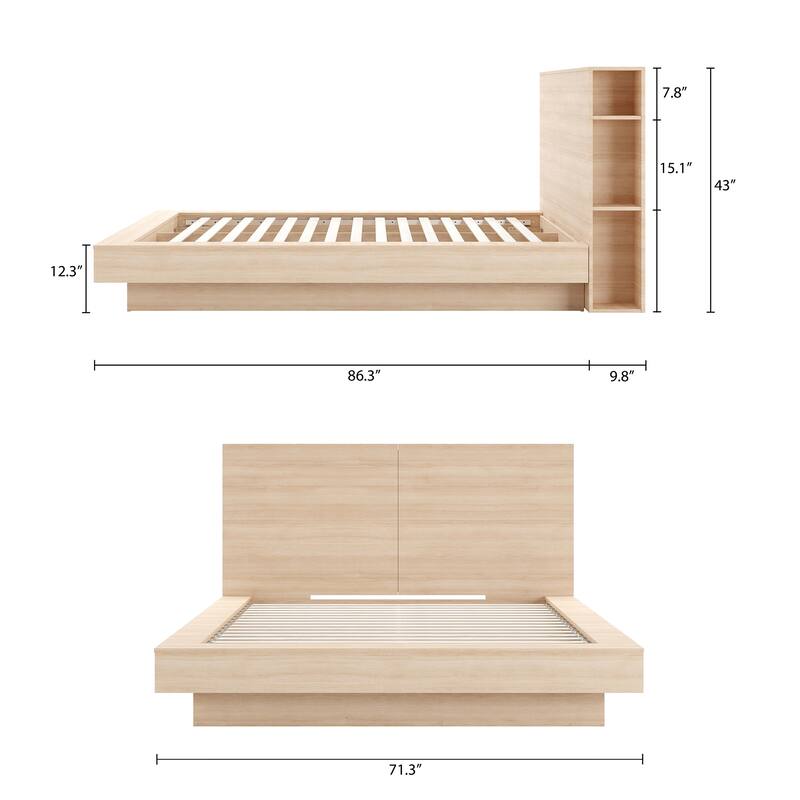 Marconi Platform Bed with Storage Headboard