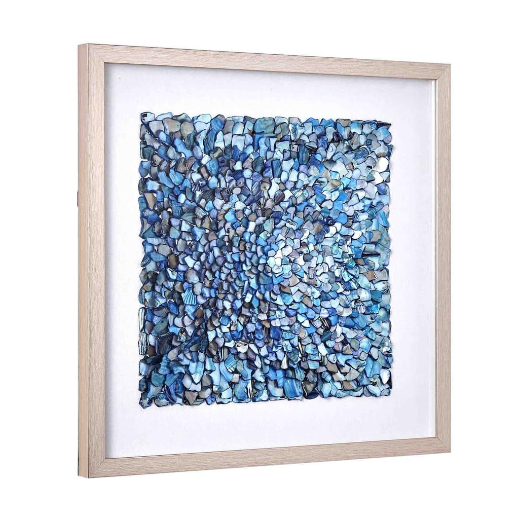 American Art Decor 2-Piece Coastal Seashell & Sea Glass Shadowbox Framed Wall Art Set