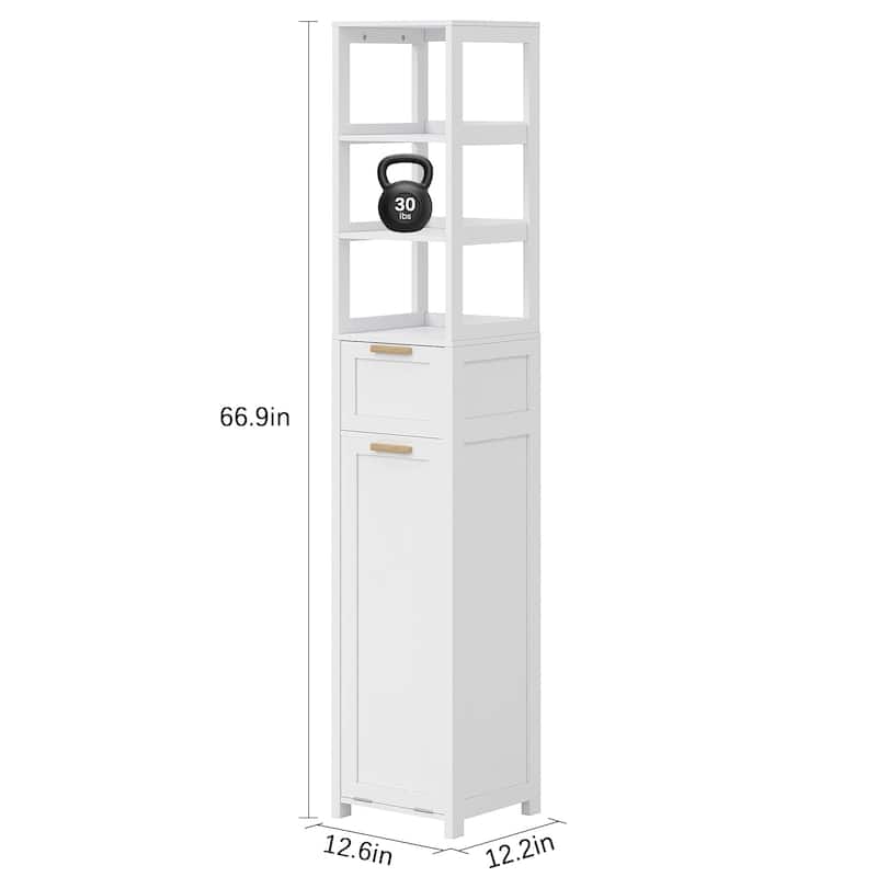 VECELO Tilt Out Laundry Hamper Cabinet with Laundry Baskets Hamper,Bathroom Storage Cabinet Laundry Cabinet with Drawer