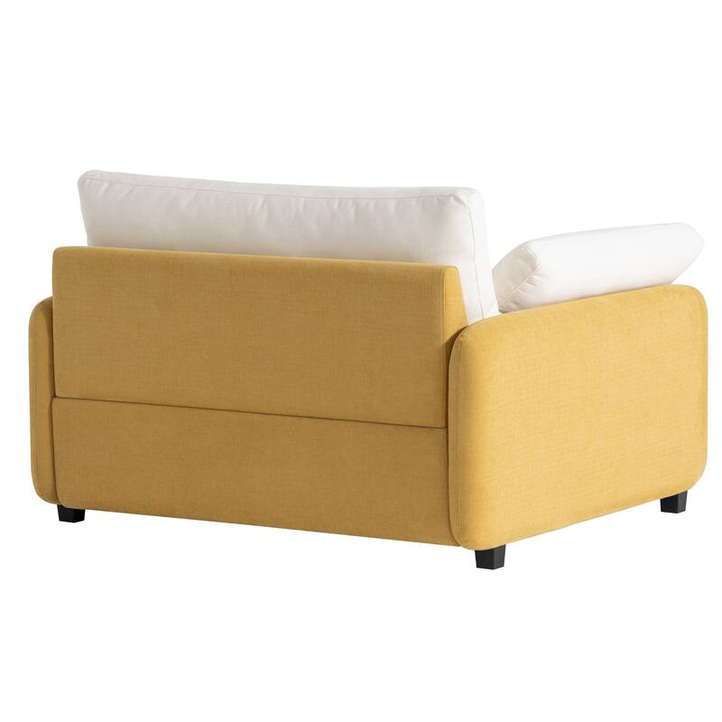 Chenille Single Sofa Chair,Wide And Deep Seat Accent Chair,Upholstered Armchair,Color Blocking Couch Lounge With Pillows