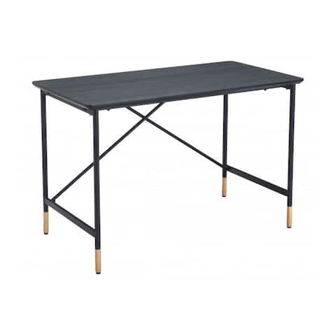 Offex Home Office Tours Desk with Powder Coated Steel Legs - Black