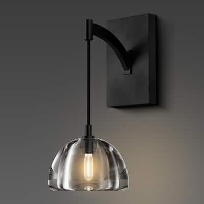 KAYLA 7 in. Modern 1-Lights Black Vanity Light with Luxury Crystal Shade(Set of 1)
