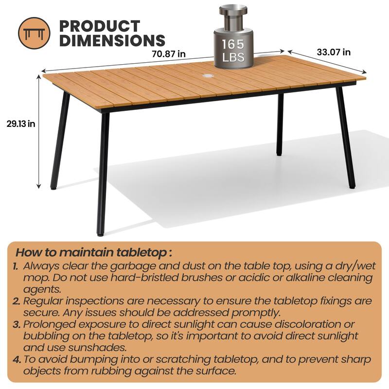 Outdoor Patio Dining Set 7/9 Piece Furniture Set Aluminum Dining Table with Umbrella and Stackable Chairs