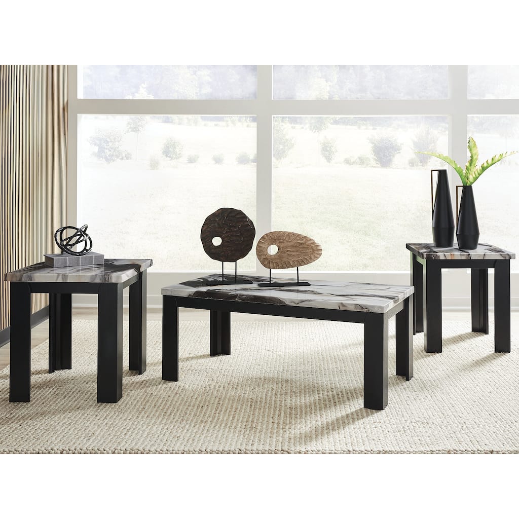 Signature Design by Ashley Jazmore Black/Brown Table (Set of 3) - 48"W x 24"D x 19"H