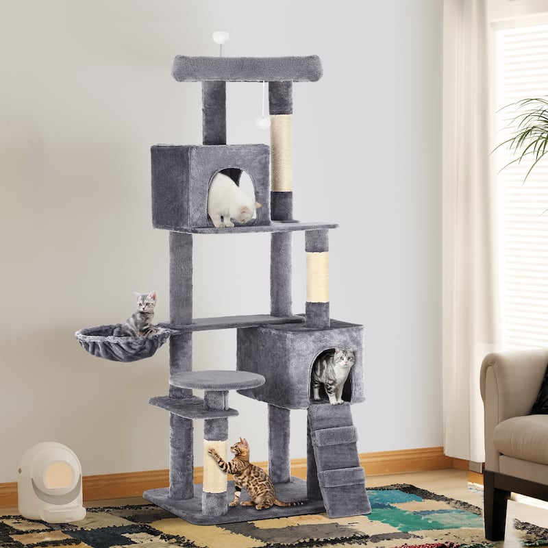 Moasis 71"H Velvet Cat Tree - Light Grey