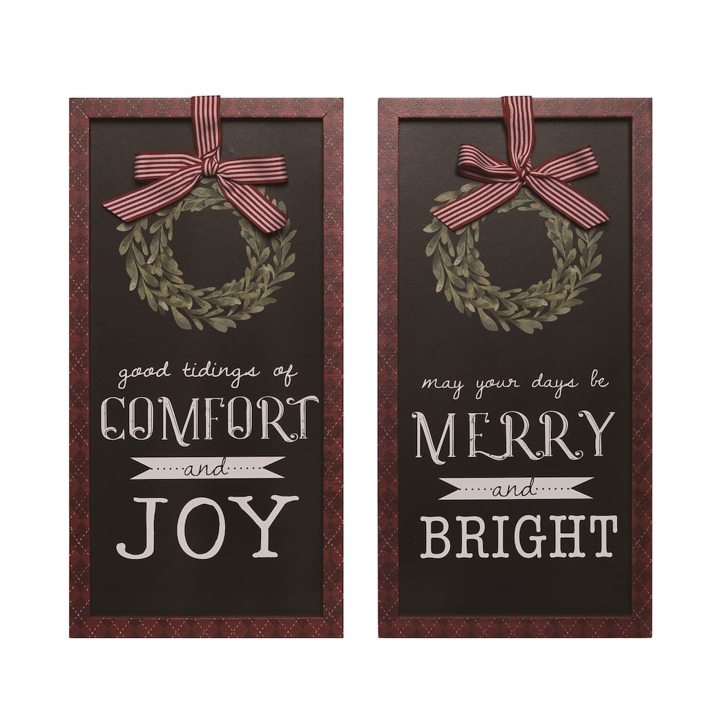 Transpac MDF Christmas w/ Wreath Wall Decor Set of 3 Christmas Home Decorations