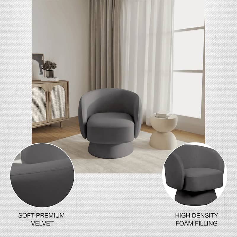 Raze 31" Swivel Accent Armchair Upholstered in Boucle/Velvet/Linen Fabric with Plush Cushioning and Solid Wood Support
