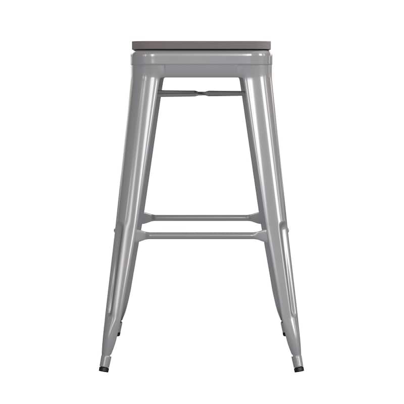 Indoor/Outdoor Backless Bar Stool with Poly Resin Seat