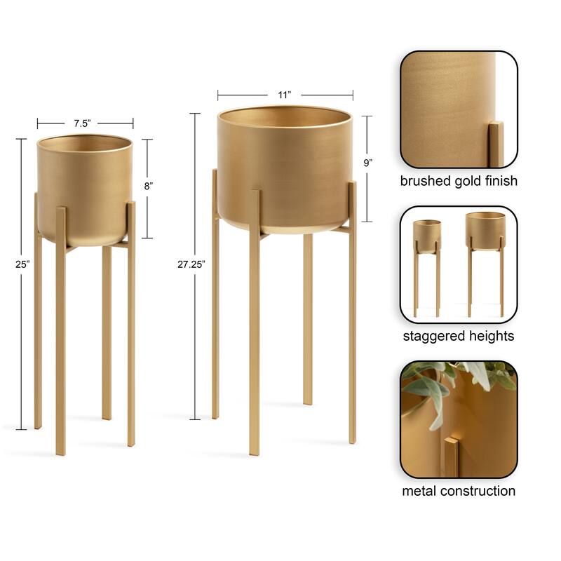 Kate and Laurel Gabi Metal Standing Planters, 2 Piece Set - 2 pc set