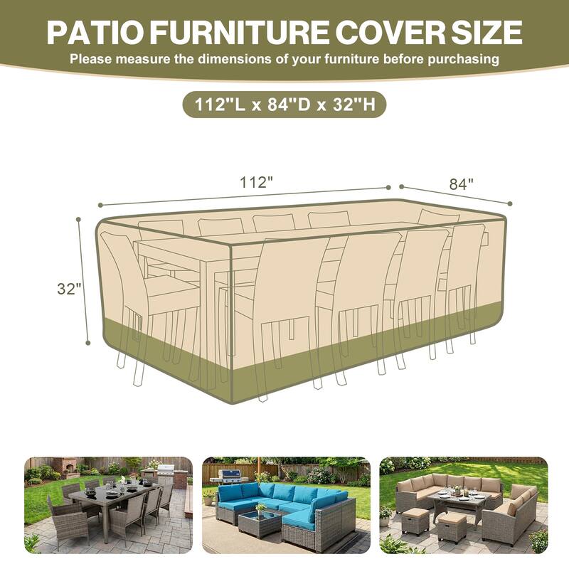 Aoodor Heavy Duty Outdoor Rectangular Furniture Set Cover