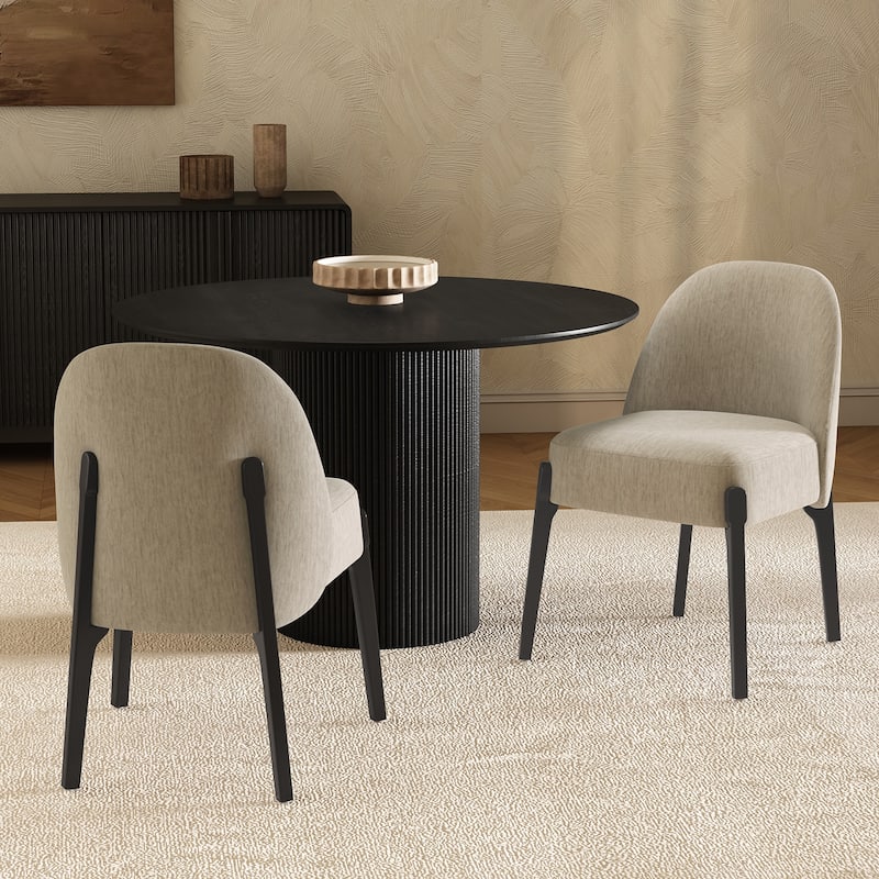 Oslo Chenille Wood Side Chair Set of 2 - Taupe