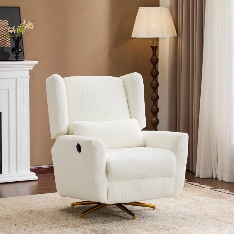 Christopher Knight Home - Starling Power Swivel Recliner With Gold Metal Base - Beige+Gold