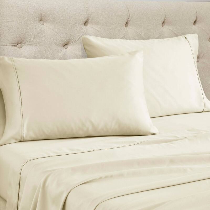 Superior Cotton Blend Solid 1500 Thread Count Deep Pocket Bed Sheet Set - Ivory - 4PC Set - Twin XL